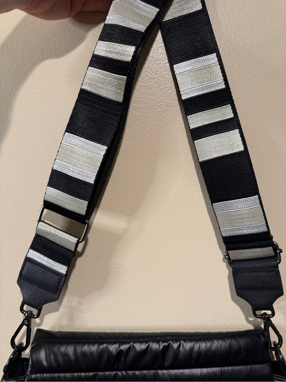 THINK ROYLN Black Quilted Crossbody with Striped Strap - Picture 6 of 16